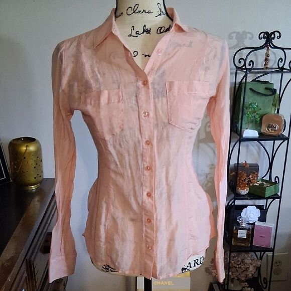 Vintage Guess Y2k Light Pink Button-Down Shirt for Women XS - Picture 1 of 9